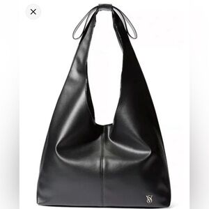 Victoria's Secret Black Leather Shoulder Hobo Bag